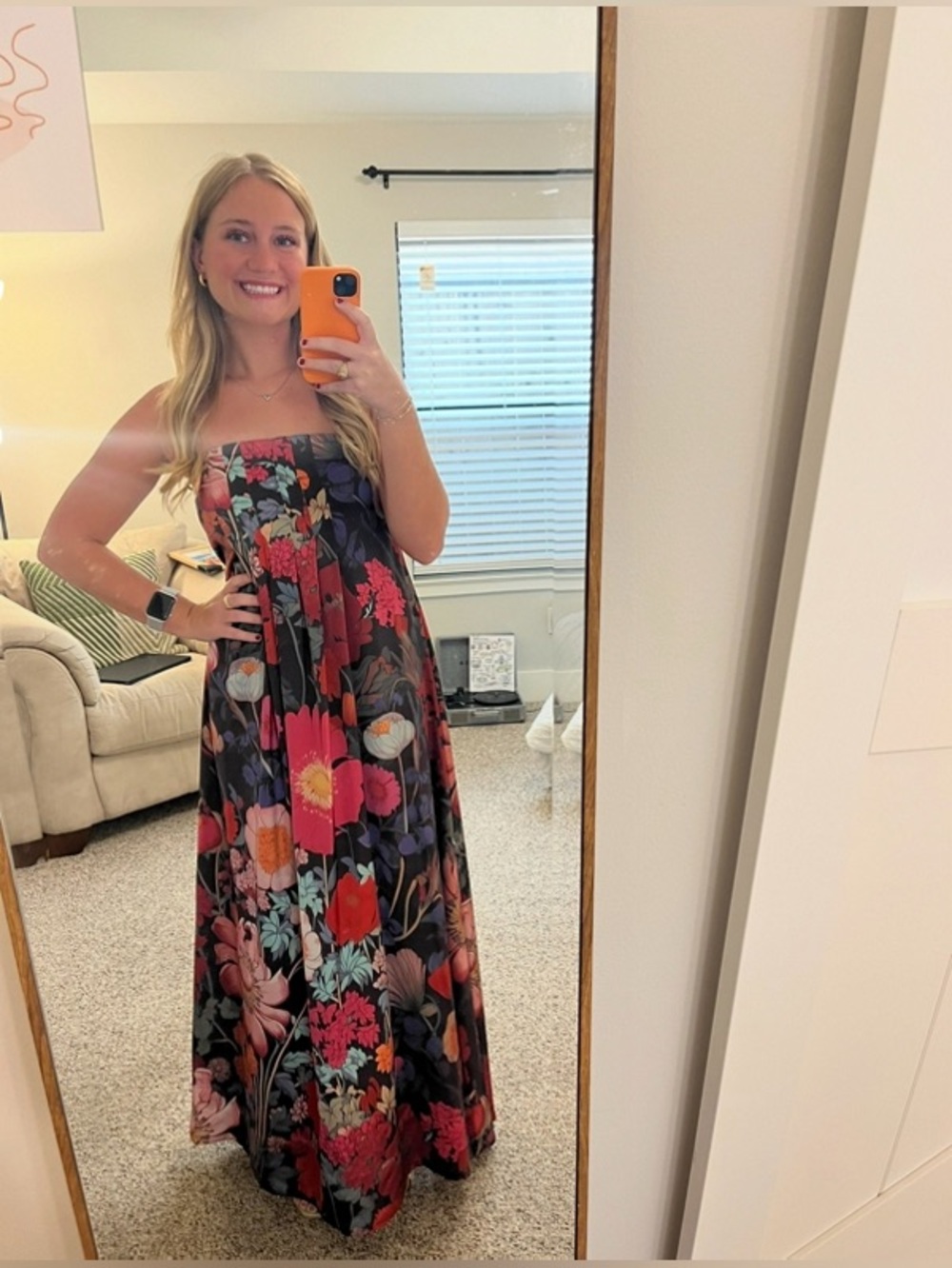 Free People Botanical Maxi Dress Strapless Floral Brown Medium Sundress